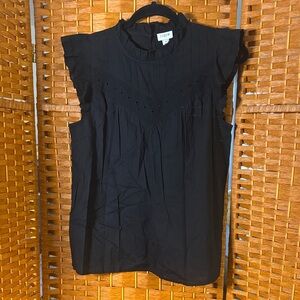 J. Crew Black Ruffled Sleeveless Blouse
